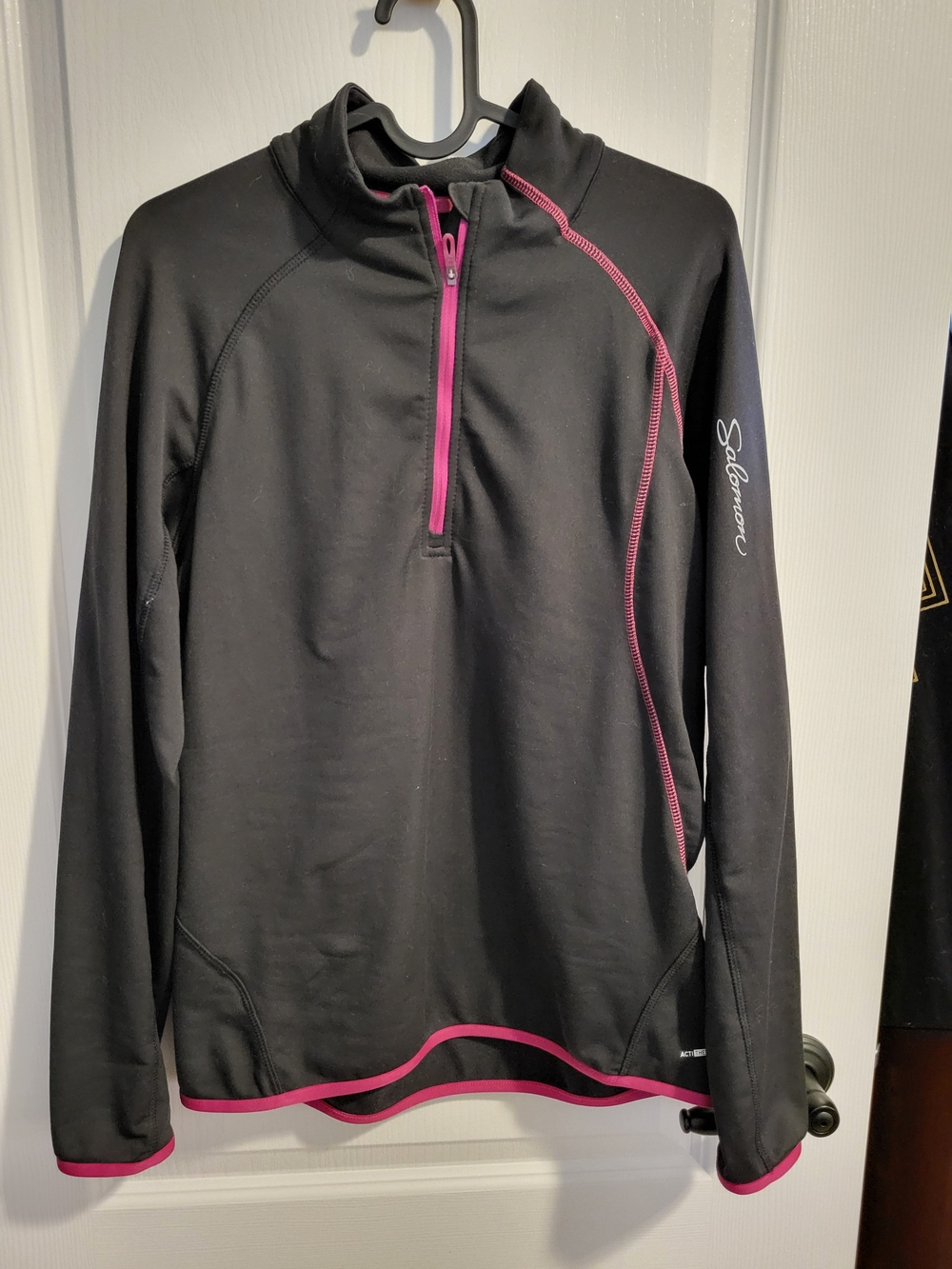 Salomon Black Pullover with Pink Accents and Half-Zip